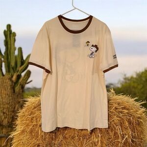 Peanuts Snoopy and Woodstock Western Graphics Short Sleeve Shirt Medium